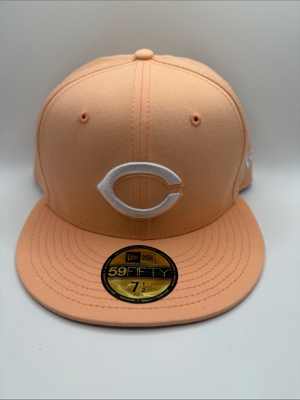 New Era Peach Fitted Hat with White Cincinnati C